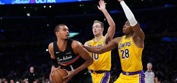 Victor Wembanyama scores 37 of 40 in 1st half, leading Spurs to 136-108 win over short-handed Lakers