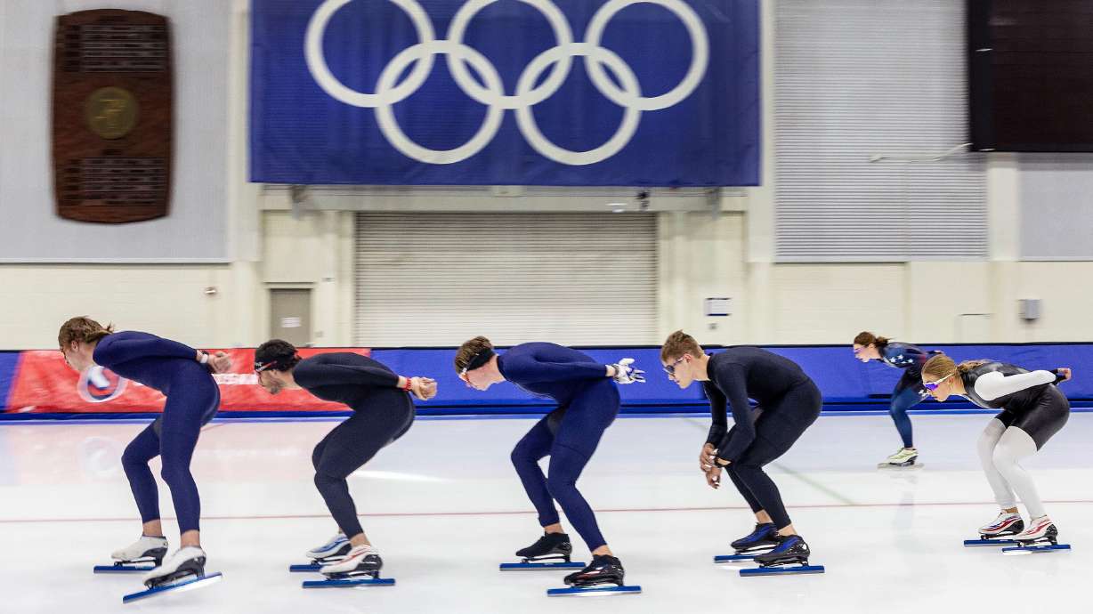 Salt Lake Community College’s Beyond the Podium participants practice at the Utah Olympic Oval in Kearns on Oct. 29, 2025. The Washington Post recently analyzed where Winter Olympic sports are most accessible across the U.S.