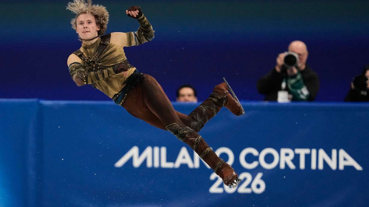 Ilia Malinin of the United States competes during the men's figure skating short program at the 2026 Winter Olympics, in Milan, Italy, Tuesday, Feb. 10, 2026.