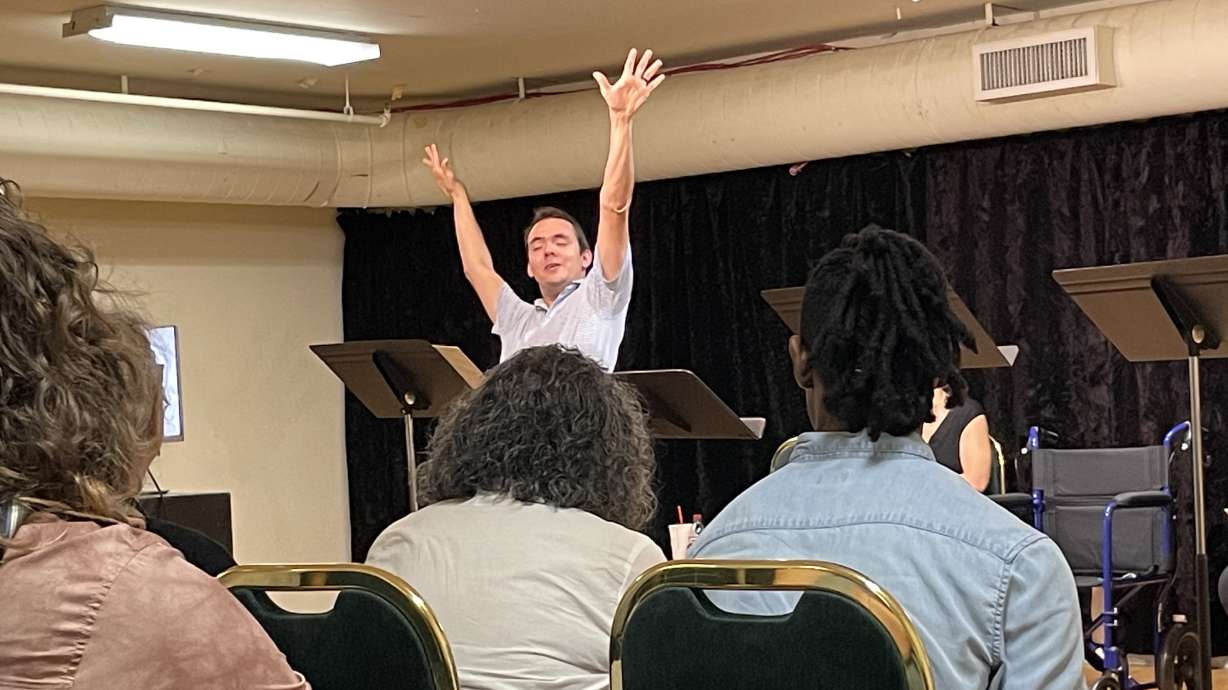 Andrew Justvig performs in a staged reading of "The Anxiety of Laughing" in New York City on July 12, 2025.
