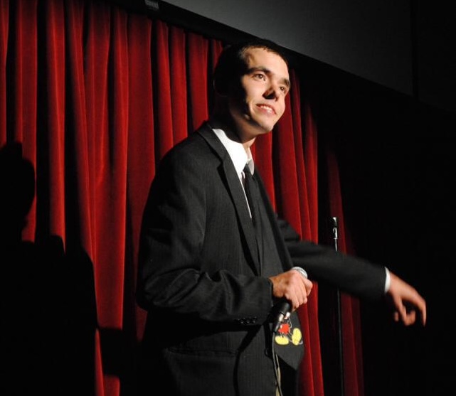 Andrew Justvig performs stand-up comedy at Brigham Young University in Provo in 2014. This performance helped spark the inspiration for "The Anxiety of Laughing," a play he wrote about a standup comedian with cerebral palsy.