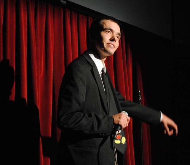 Andrew Justvig performs stand-up comedy at Brigham Young University in Provo in 2014. This performance helped spark the inspiration for "The Anxiety of Laughing," a play he wrote about a standup comedian with cerebral palsy.