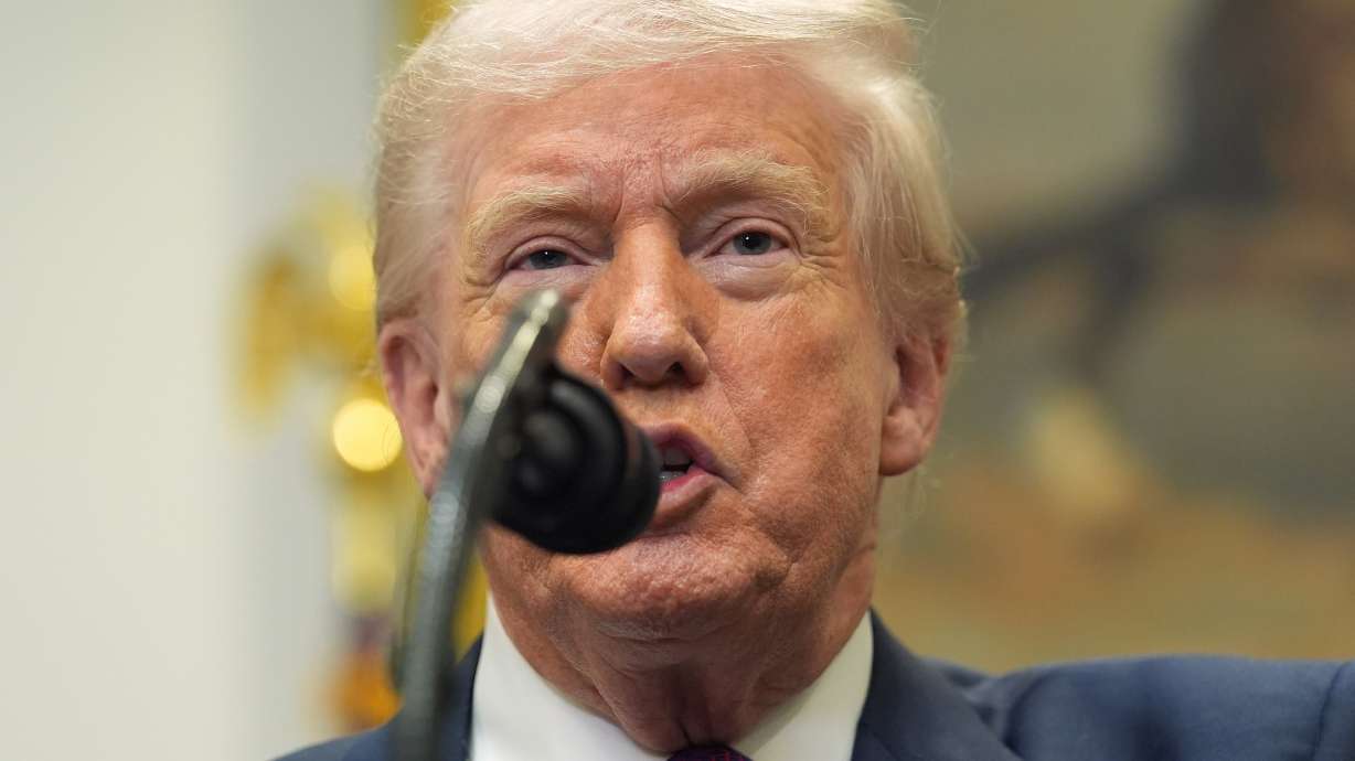 President Donald Trump speaks during an event with Environmental Protection Agency director Lee Zeldin to announce the EPA will no longer regulate greenhouse gases, in the Roosevelt Room of the White House, Thursday, Feb. 12, 2026, in Washington.