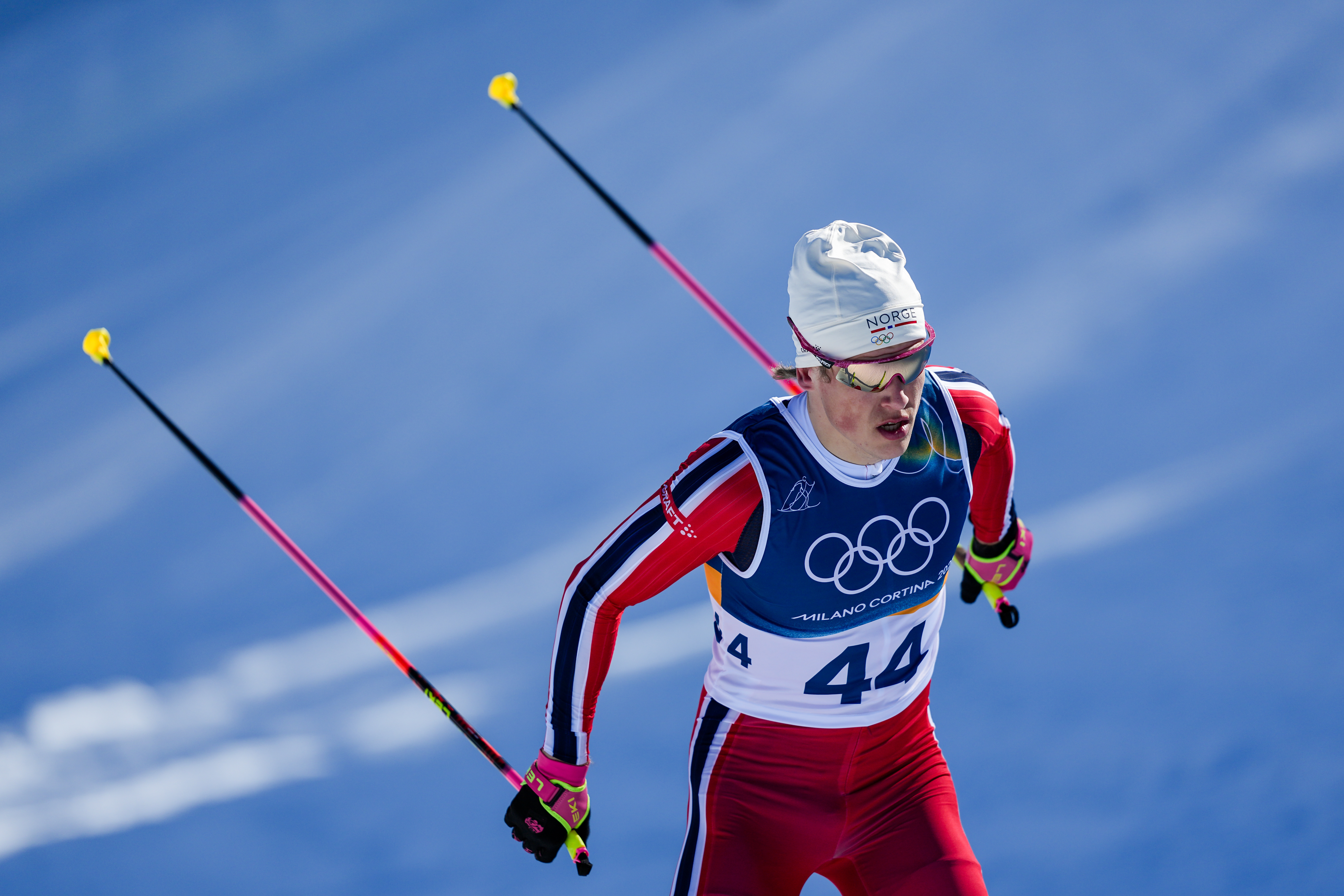 Johannes Hoesflot Klaebo, of Norway, competes in the cross country skiing men's 10km interval start free at the 2026 Winter Olympics, in Tesero, Italy, Friday, Feb. 13, 2026.