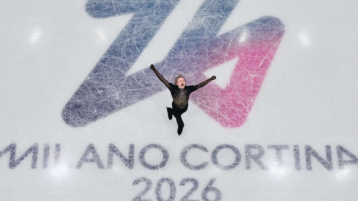 Ilia Malinin of the United States wobbles while competing during the figure skating men's team event at the 2026 Winter Olympics, in Milan, Italy, Sunday, Feb. 8, 2026.