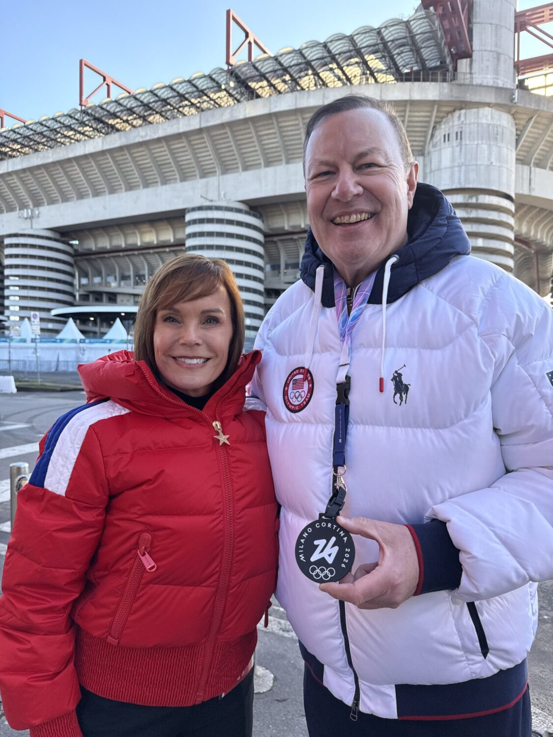 Everen Brown is given a medal to celebrate his Olympic dedication.