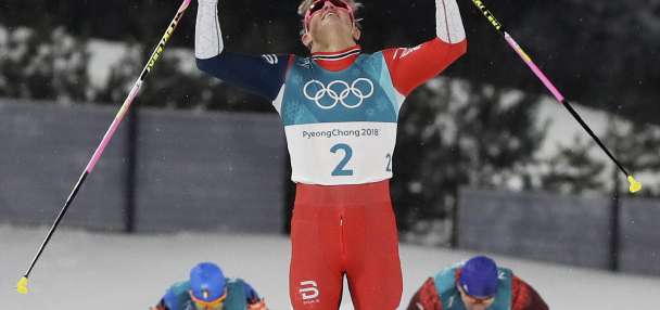 Norwegian cross-country skiing star Klaebo ties Olympic record by winning eighth career gold medal