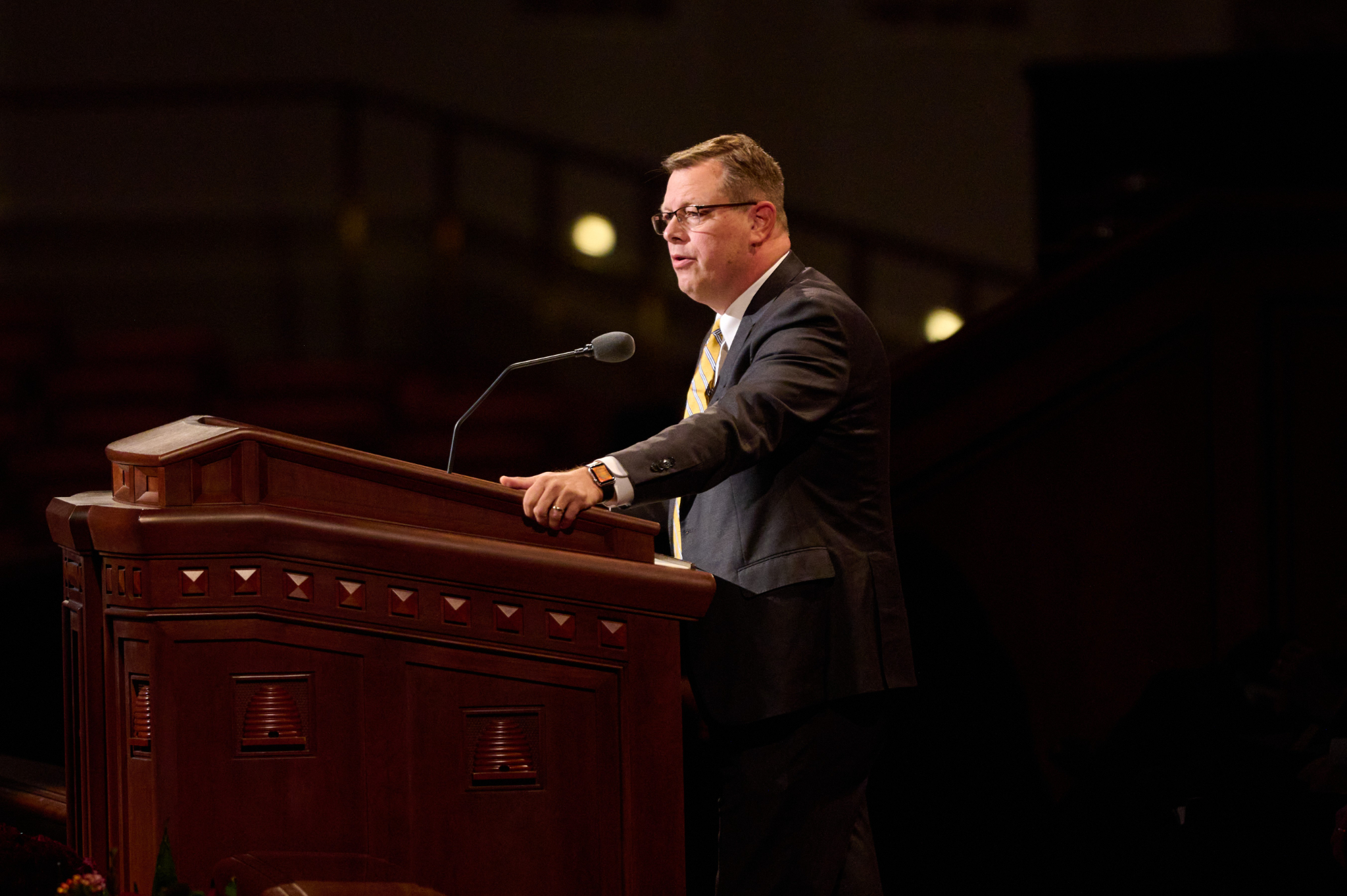 Elder Clark G. Gilbert speaks during the Saturday morning session of general conference in the Conference Center in Salt Lake City on Oct. 2, 2021.