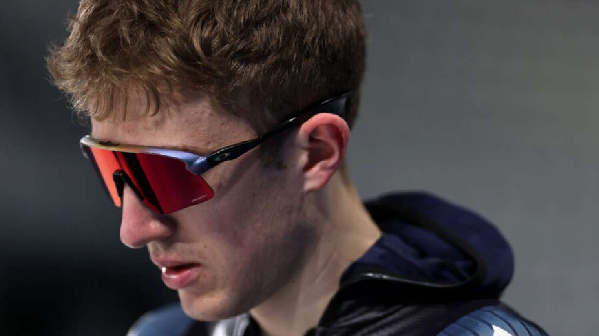 Casey Dawson of Team USA during training for the 2026 Milan Cortina Winter Olympics at Milano Speed Skating Stadium on Feb. 5, in Milan, Italy. Dawson withdrew from the 10,000-meter speed skating race on Friday.