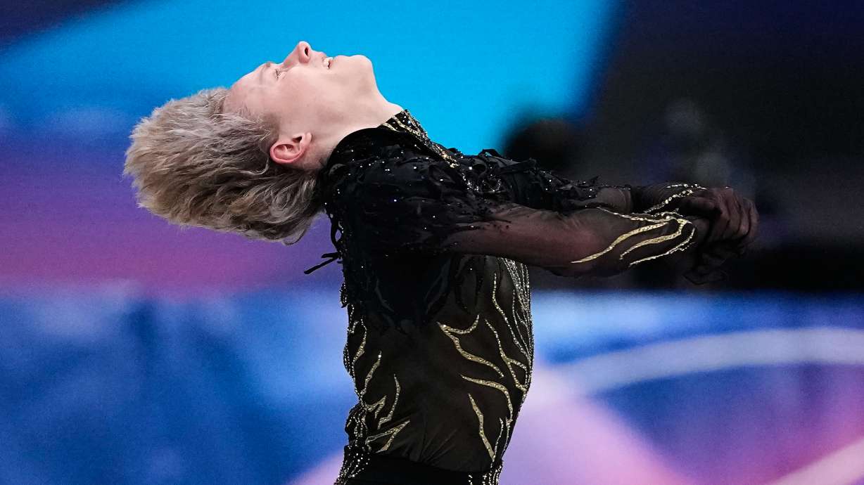 Ilia Malinin of the United States competes during the men's free skate program in figure skating at the 2026 Winter Olympics, in Milan, Italy, Friday, Feb. 13, 2026.