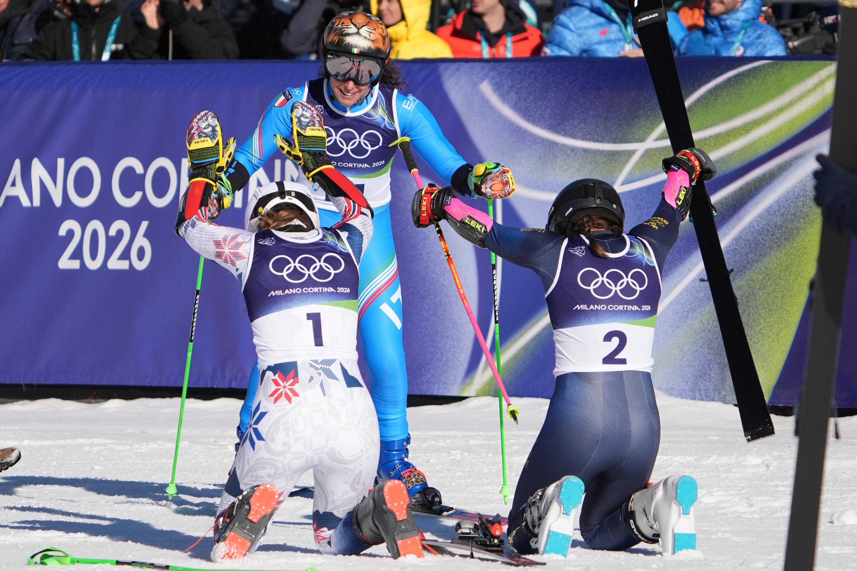 Brignone wins giant slalom for 2nd gold medal of the Olympics, Shiffrin finishes 11th