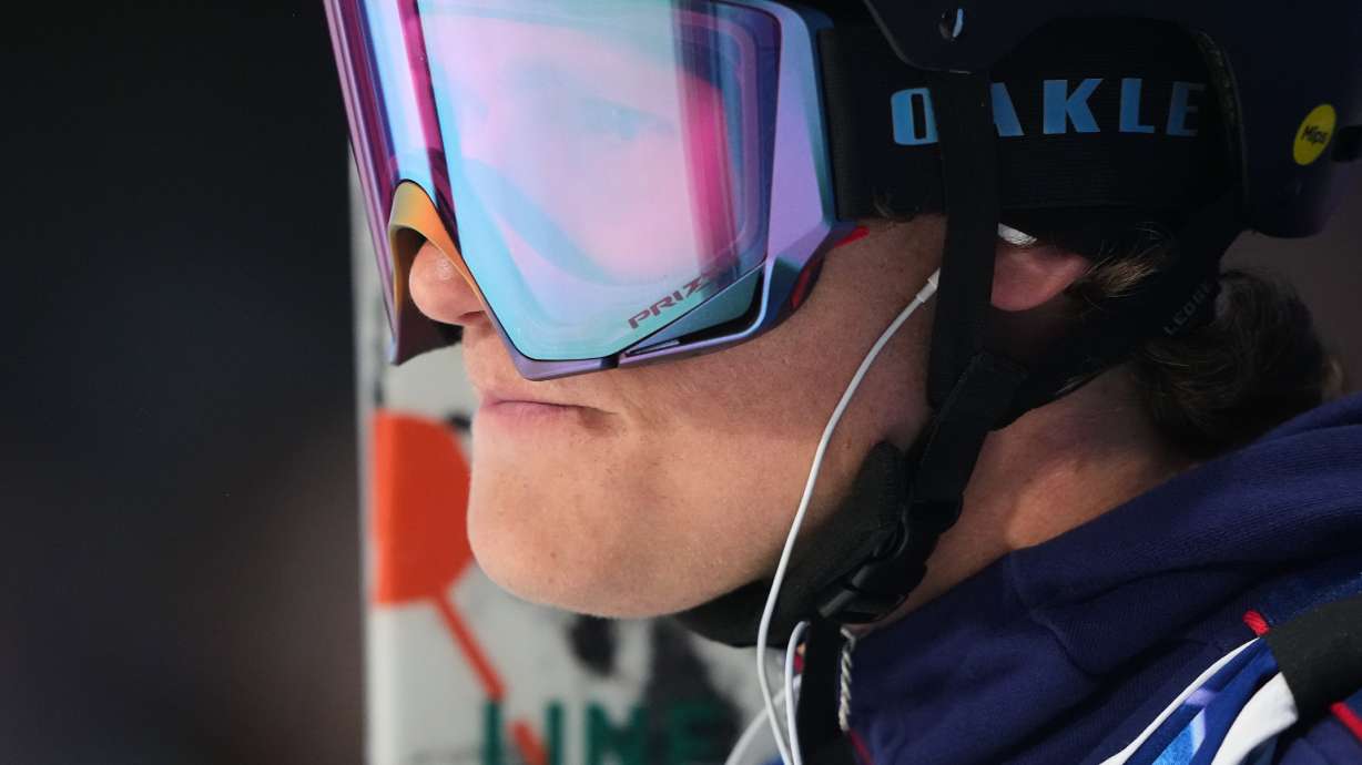 United States' Konnor Ralph looks on during the men's freestyle skiing big air qualifications at the 2026 Winter Olympics, in Livigno, Italy, Sunday, Feb. 15, 2026.
