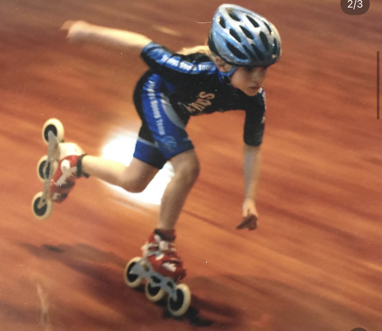 A young Corinne Stoddard as an inline speedskater. Stoddard showed a competitive nature early in her career.