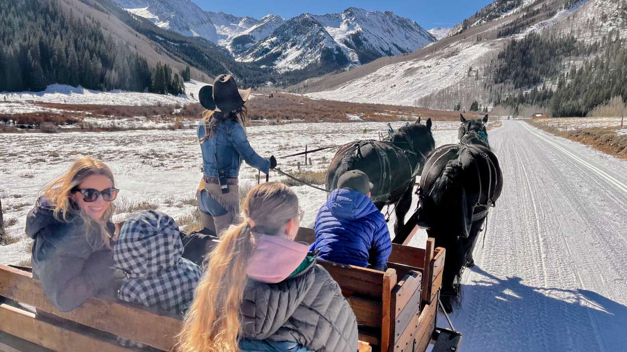 Two beautiful draft horses pulled us through the ghost town of Ashcroft and up to the Pine Creek Cookhouse for lunch.