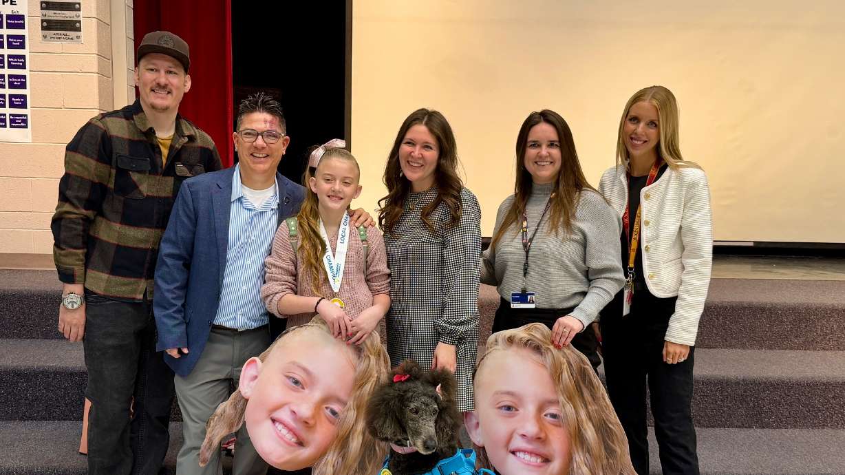 Kendalyn Illu, 11, after an assembly at Bluff Ridge Elementary on Friday where it was announced that she will represent Children's Miracle Network and have her image on General Mills cereal boxes.