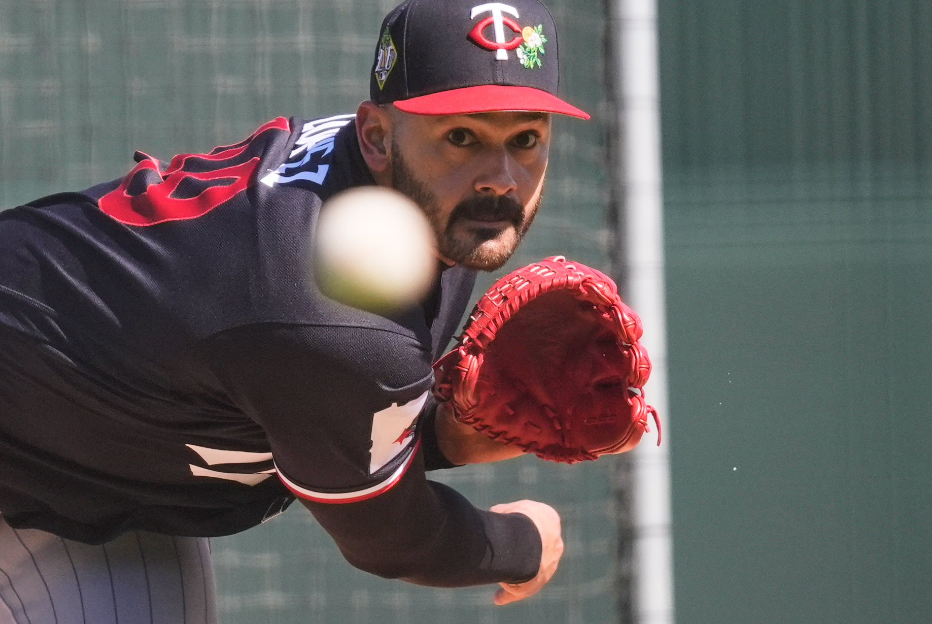 Minnesota Twins pitcher Pablo Lopez throws during a spring training baseball workout in Fort Myers, Fla., Monday, Feb. 16, 2026. 