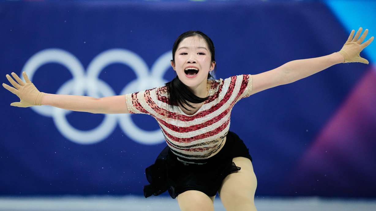 Ami Nakai of Japan competes during the women's short program figure skating at the 2026 Winter Olympics, in Milan, Italy, Tuesday, Feb. 17, 2026.