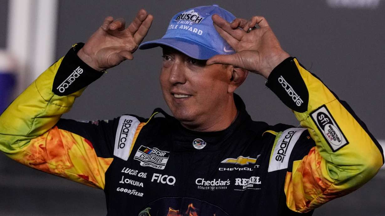 Kyle Busch prepares for a photo during NASCAR Daytona 500 qualifying, Wednesday, Feb. 11, 2026, in Daytona, Fla.