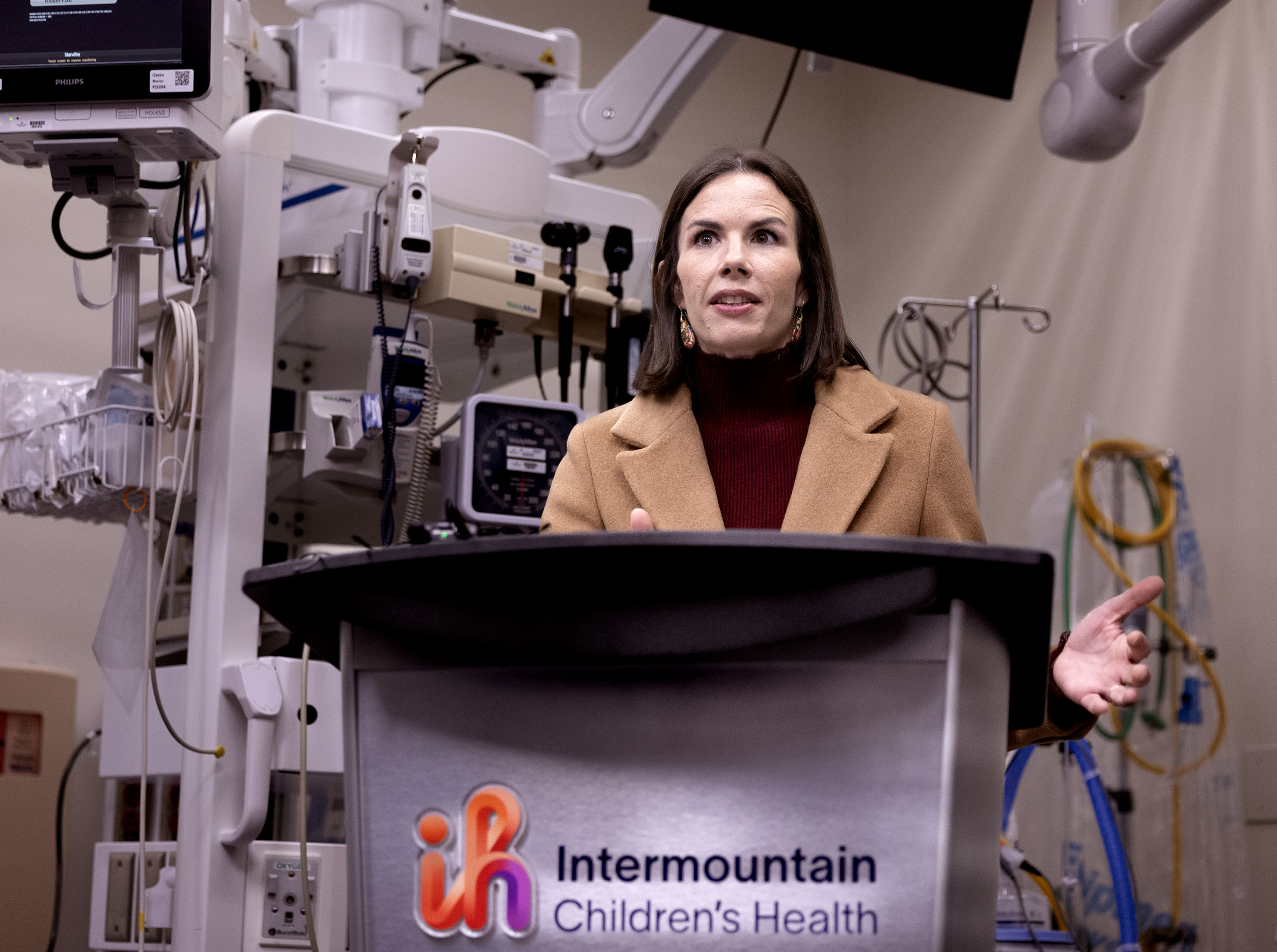 Dr. Lisa Pabst, pediatric neurologist and stroke expert, speaks about Intermountain Children's Health Telestroke Network at Primary Children’s Hospital on Thursday.