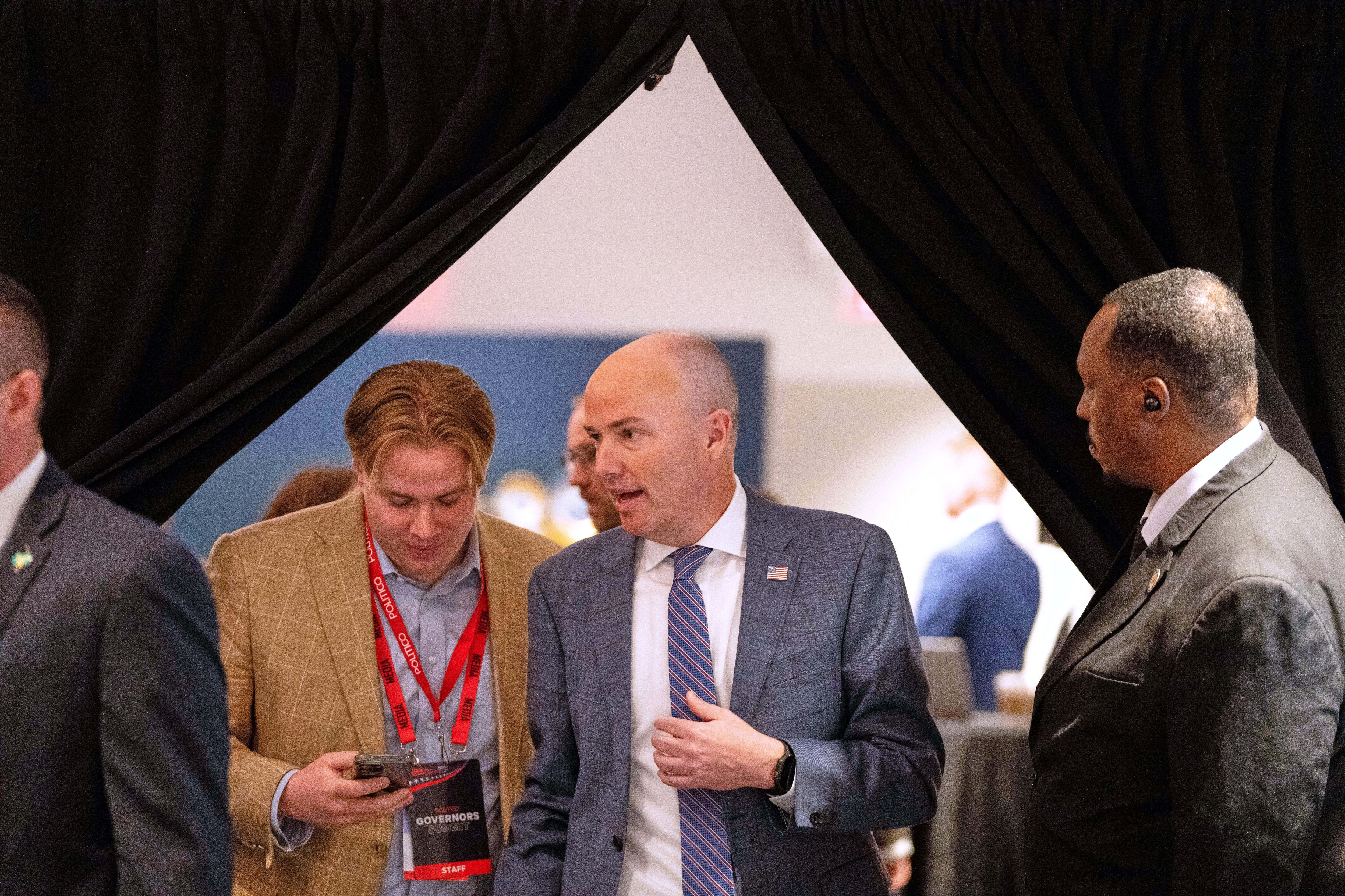 Gov. Spencer Cox, R-Utah, departs after an event at the National Governors Association Winter Meeting, Thursday, Feb. 19, 2026, in Washington.