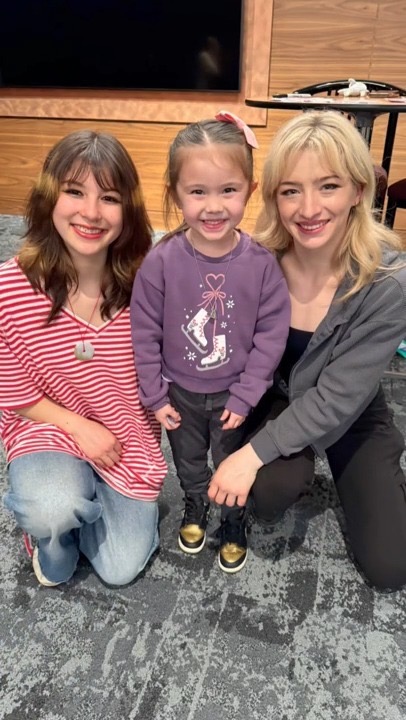 Maya Hansen, 6, meets Olympic figure skaters.