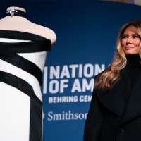Melania Trump donates her white and black-trimmed inaugural ball gown to the Smithsonian