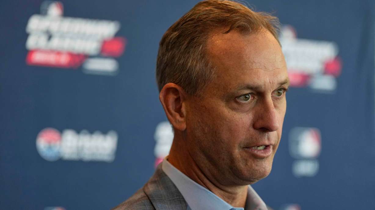 FILE - Derek Schiller, president and CEO of the Atlanta Braves, speaks during a news conference about the Speedway Classic baseball game, Tuesday, April 22, 2025, in Nashville, Tenn.