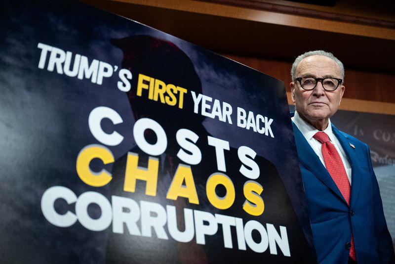 Senate Minority Leader Chuck Schumer, D-N.Y., attends a press conference with other Senate Democrats on President Donald Trump’s upcoming State of the Union speech on Capitol Hill in Washington, Tuesday. Democrats are planning a rally in protest of the speech on the National Mall.