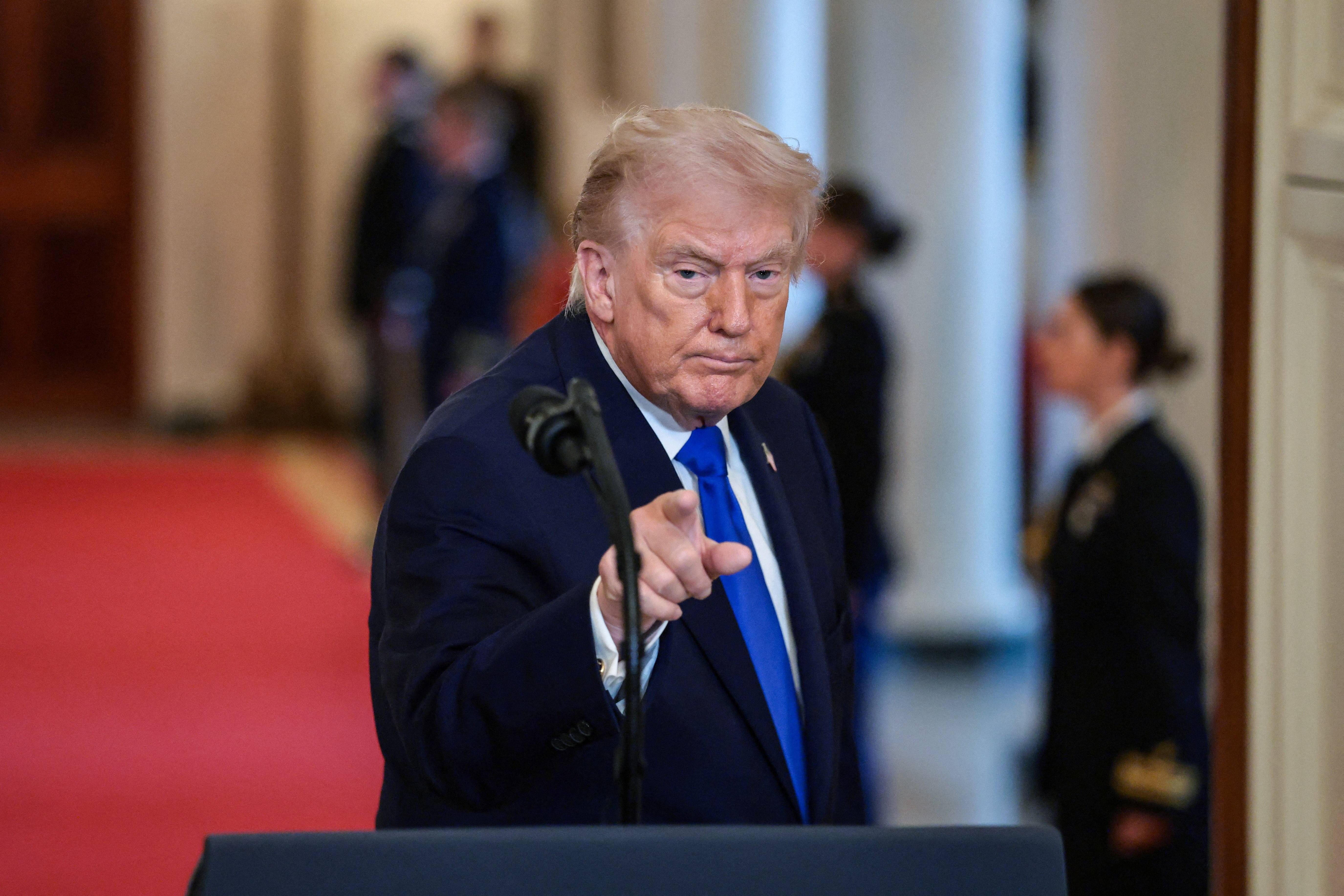 President Donald Trump at an event to honor "Angel Families" who have lost family members to crimes committed by people in the country illegally, at the White House in Washington, Monday. Trump will deliver the State of the Union address Tuesday.