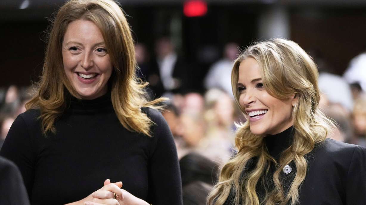 Dr. Casey Means, a wellness influencer, left, and journalist Megyn Kelly attend a confirmation hearing for Robert F. Kennedy Jr. for the Secretary of Health and Human Services post, at the Capitol in Washington, Jan. 29, 2025. Means will appear before the Senate health committee on Wednesday to be the next U.S. surgeon general.