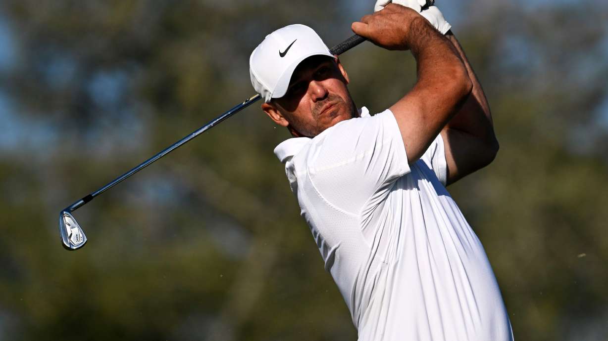 Brooks Koepka tees off on the eighth hole while playing the North Course at Torrey Pines during the second round of the Farmers Insurance Open golf tournament Friday, Jan. 30, 2026, in San Diego.