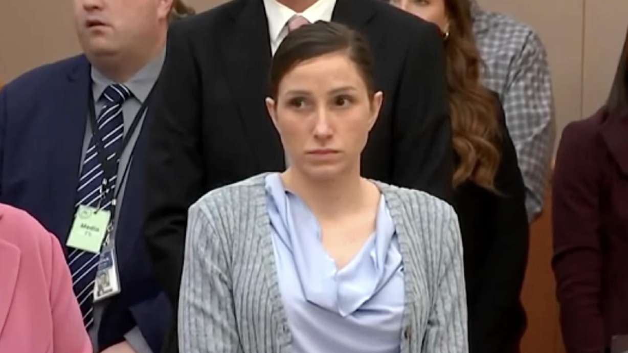 Kouri Richins stands during her jury trial on March 4. She is on trial on charges accusing her of killing her husband.