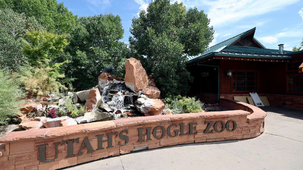 The entrance of Utah's Hogle Zoo is seen on Aug. 10, 2022. Caretakers at Utah's Hogle Zoo are mourning the passing of a western lowland infant gorilla that was euthanized after sustaining injuries.