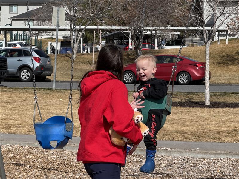 Shy Deaton and her son, Nix, at a park in Lehi, Friday. Nix's twin brother, Dax, remained in the hospital and on a ventilator after his father rescued him and Nix from a fire in their Richfield home on Feb. 18.