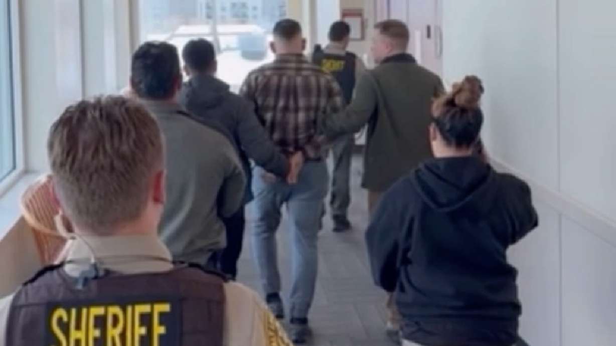 U.S. Immigration and Customs Enforcement agents at a recent incident at the Matheson Courthouse in Salt Lake City. ICE presence has increased at Utah courthouses, prompting criticism from some.