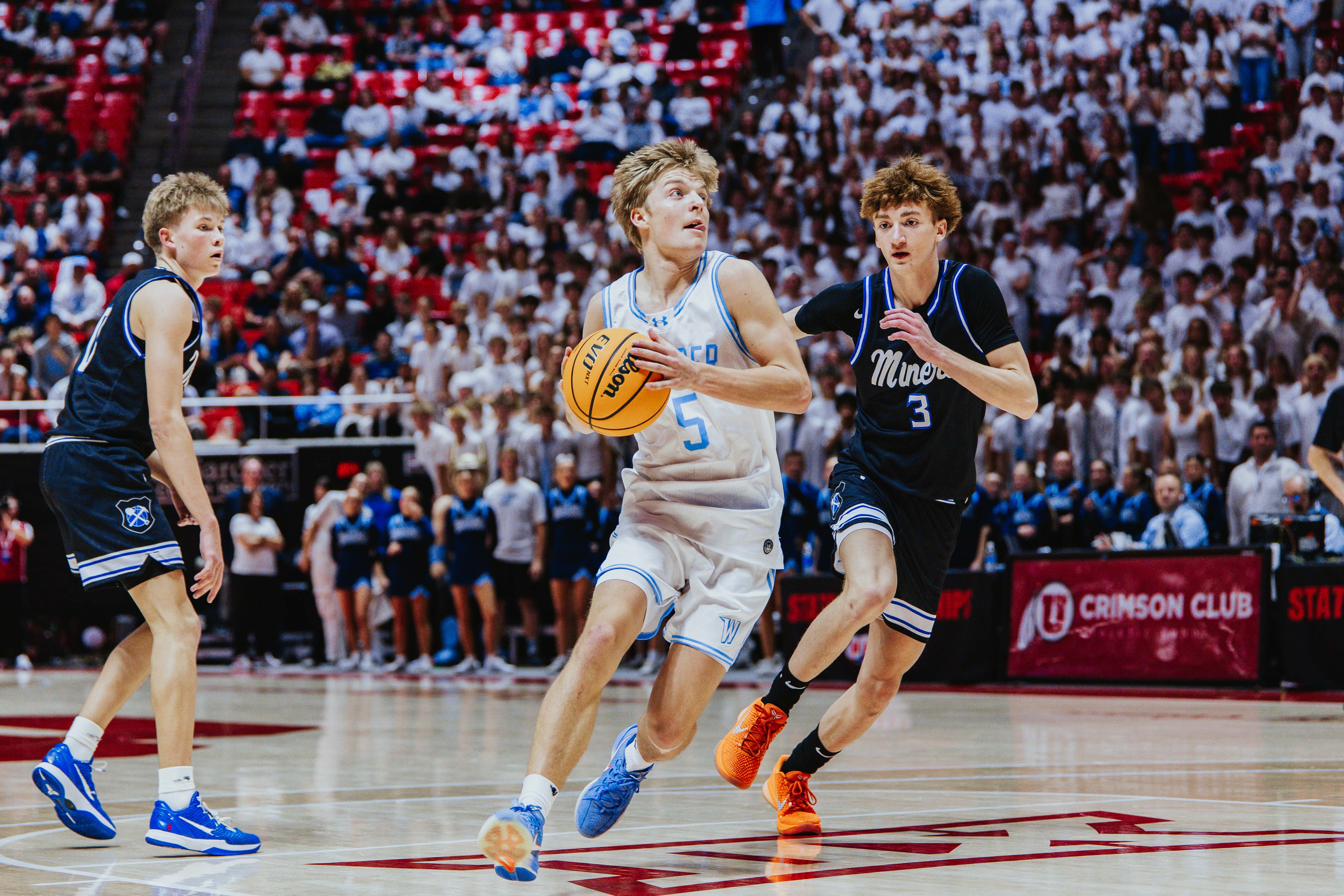 Westlake's Graydin Anderson looks to score during the 6A boys' basketball state championship game against Bingham, Friday, Feb. 27, 2026 in Salt Lake City.