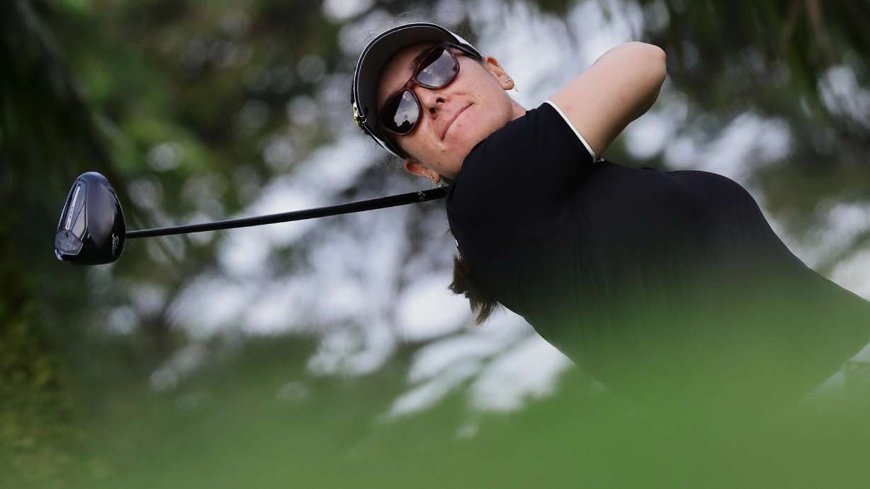 Hannah Green of Australia tees off during the HSBC Women's World Championship at Sentosa Golf Club in Singapore, Thursday, Feb. 26, 2026.