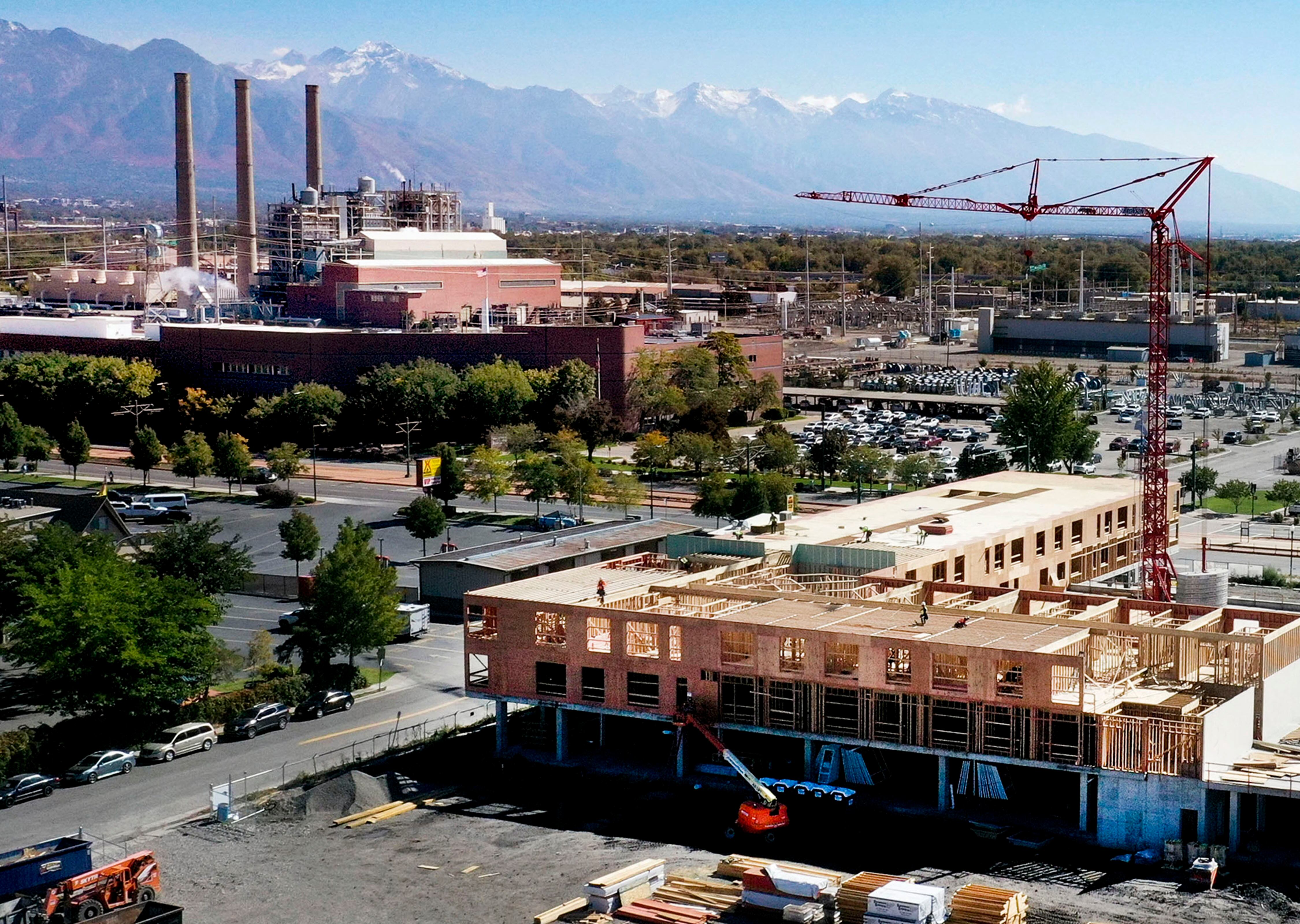 An apartment building on North Temple is constructed in the Power District of Salt Lake City on Oct. 5, 2023.