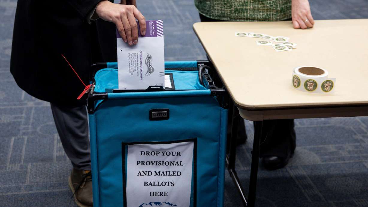 A voter casts their ballot at the voting center in the Utah County Health and Justice Building in Provo on Nov. 4, 2025. Utah lawmakers pushed forward two different kinds of election reforms this week that appear on track for a collision during the final seven days of the 2026 legislative session.
