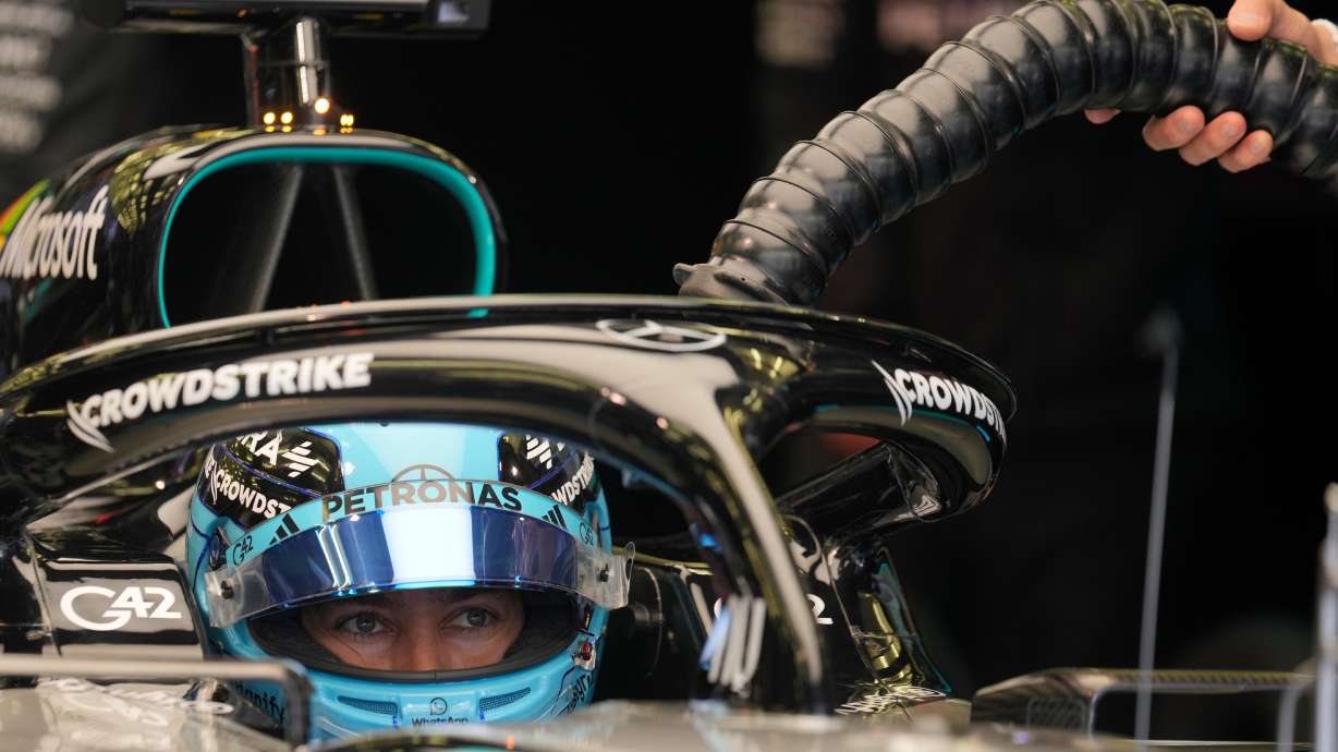 Mercedes driver George Russell of Britain waits in his car during a Formula One pre-season test at the Bahrain International Circuit in Sakhir, Bahrain, Wednesday, Feb. 11, 2026.