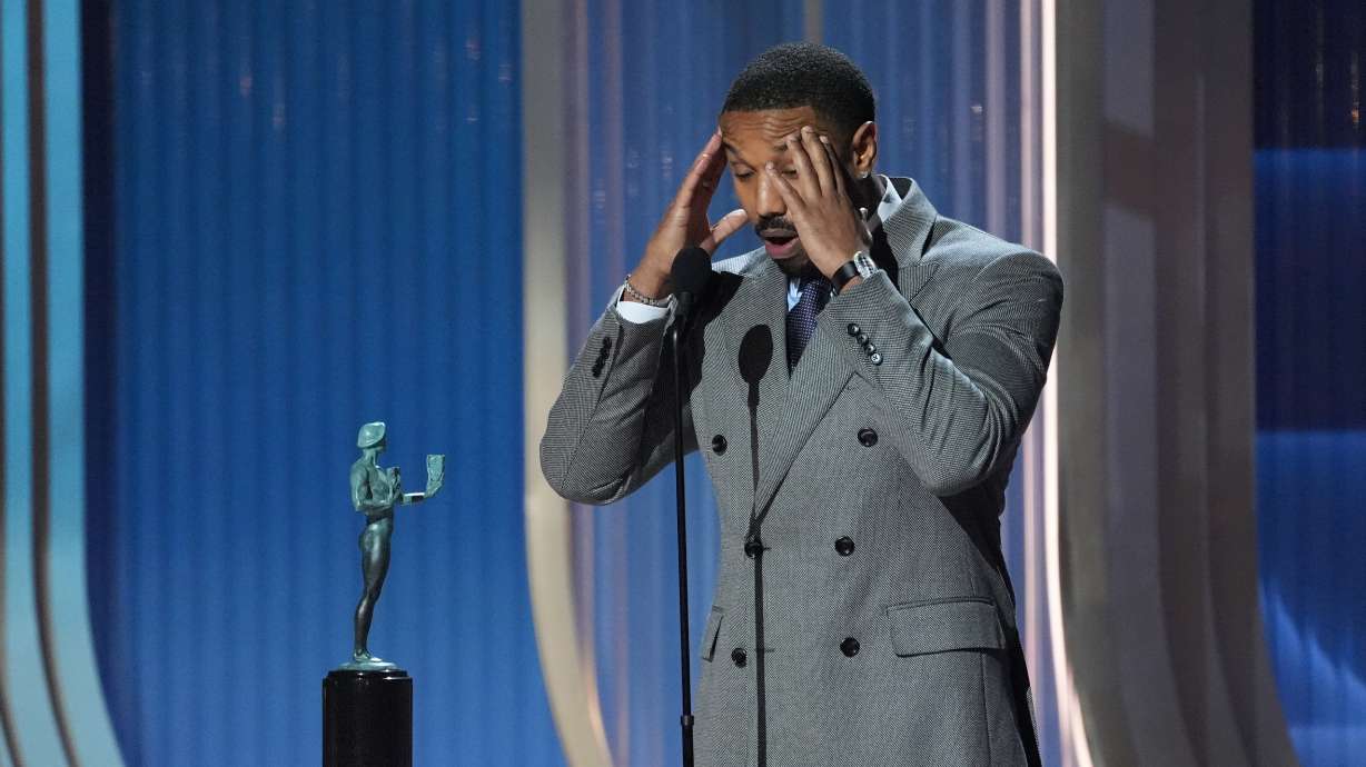 Michael B. Jordan accepts the award for outstanding performance by a male actor in a leading role for "Sinners" during the 32nd Annual Actor Awards on Sunday in Los Angeles. "Sinners" is in one of many races for the Oscars.