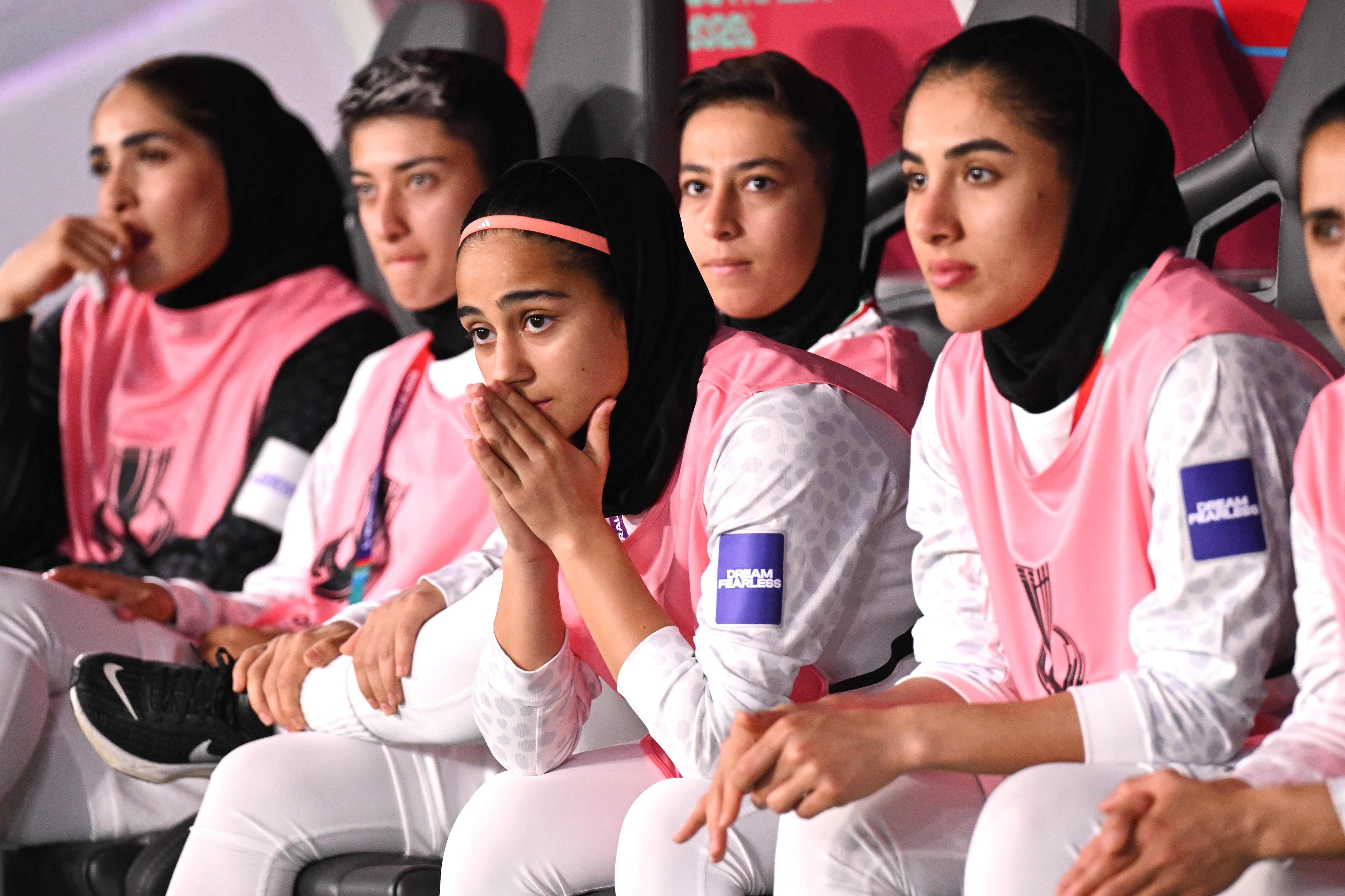 Iran player Sara Didar holds back tears responding to a war-related question at Women's Asian Cup