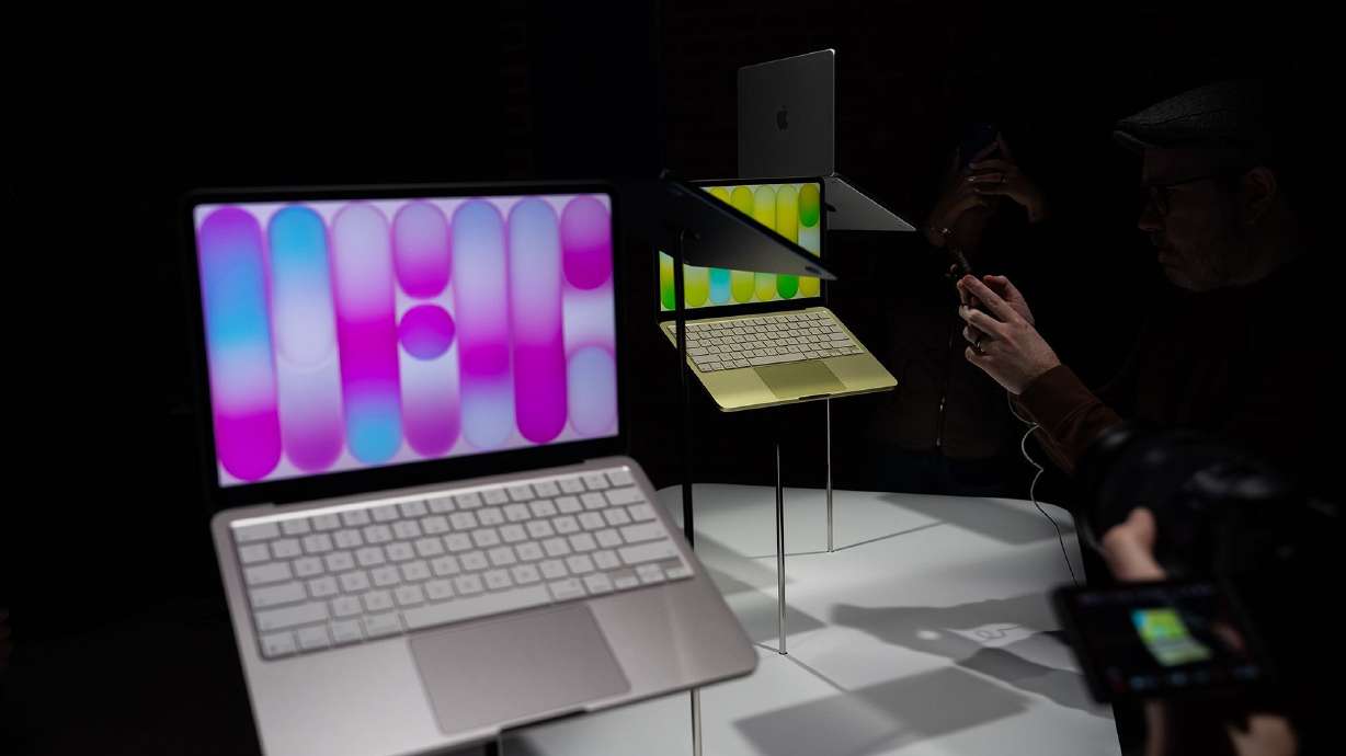 Apple MacBook Neo laptop computers are pictured during an Apple event in New York, on Wednesday.