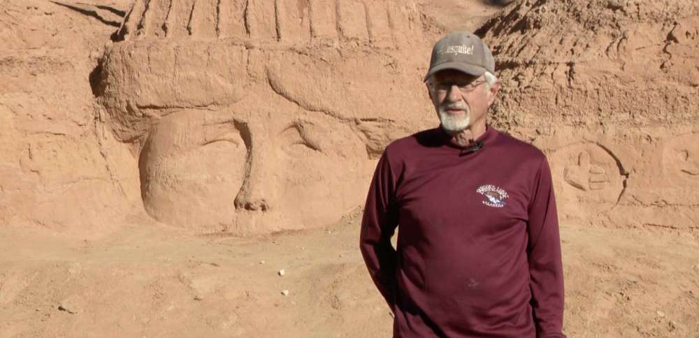 80-year-old Mesquite man, former Olympian, creates sandstone art for thousands to see