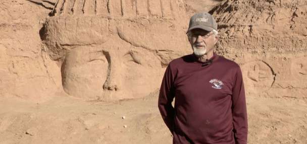 80-year-old Mesquite man, former Olympian, creates sandstone art for thousands to see