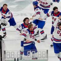 The victory lap for America's Olympic hockey champions quietly shed politics from the celebration