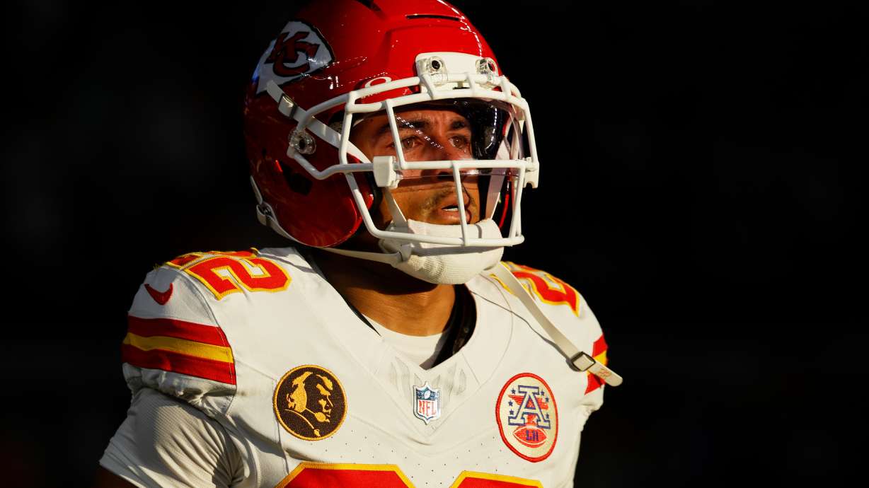 FILE - Kansas City Chiefs defensive back Trent McDuffie (22) during an NFL football game against the Dallas Cowboys, Nov. 27, 2025, in Arlington, Texas.