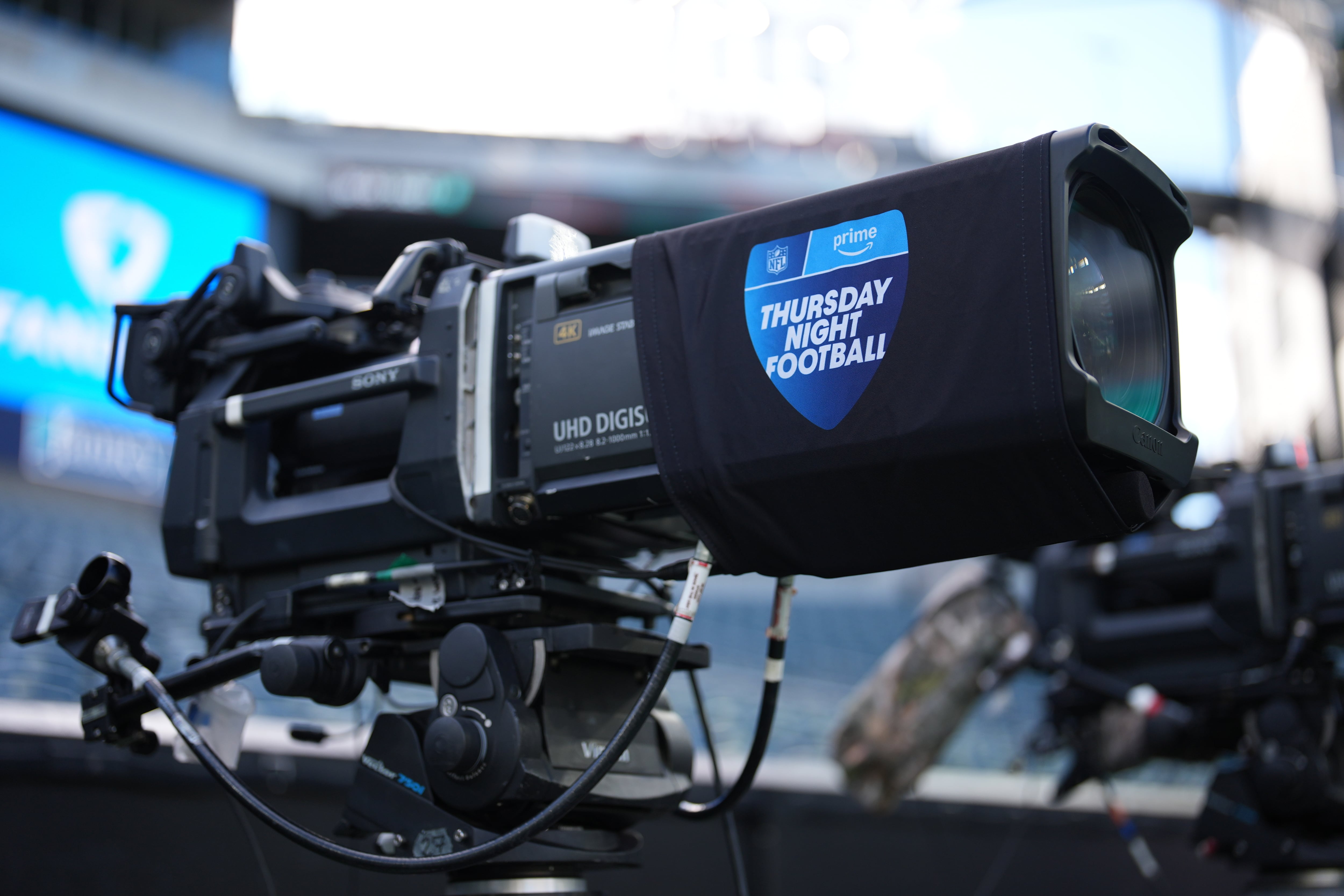 A television camera before an NFL football game between the Philadelphia Eagles and the Chicago Bears, Nov. 28, in Philadelphia. Utah Sen. Mike Lee wants to take a look at federal TV legislation.
