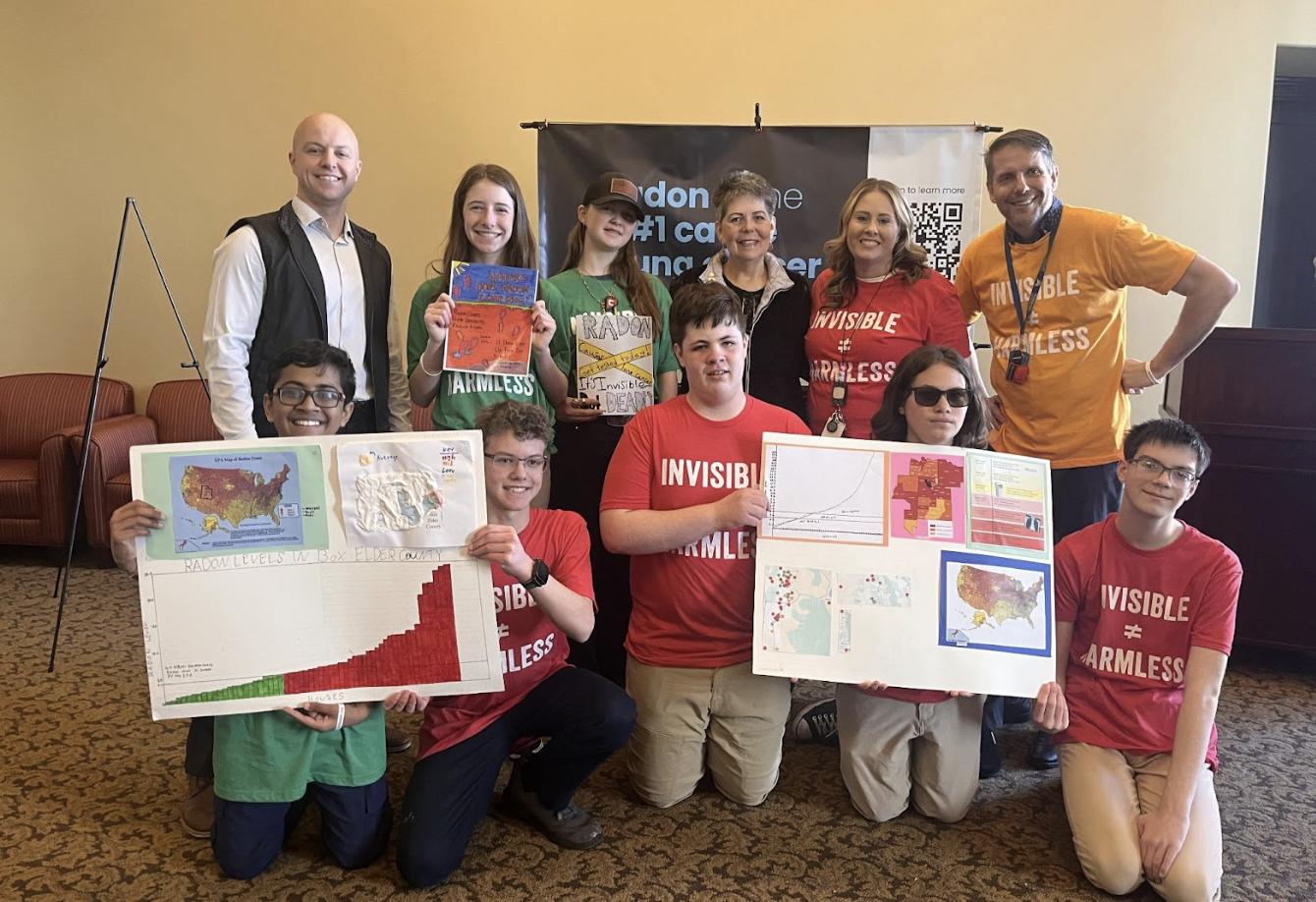 Stage four non-smoking lung cancer survivor Kerri Robbins poses with students and staff from the Promontory School of Expeditionary Learning.