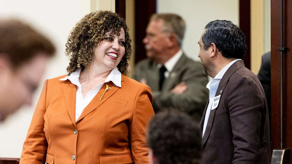 Rep. Celeste Maloy, R-Utah enters an annual Regulatory Reform Summit held by her in the Senate Building of the Capitol in Salt Lake City on Aug. 15, 2025.